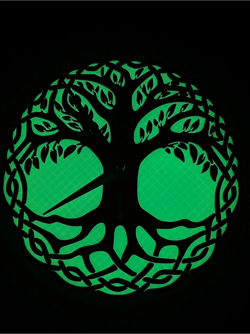 Tree of Life Wall Clock in Glow Green and Black